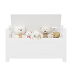 Kids Toy Box Chest White Storage Cabinet with Cushion Seat Bench Flip-Top Lid Safety Hinge for Nursery Playroom - Grand Goldm