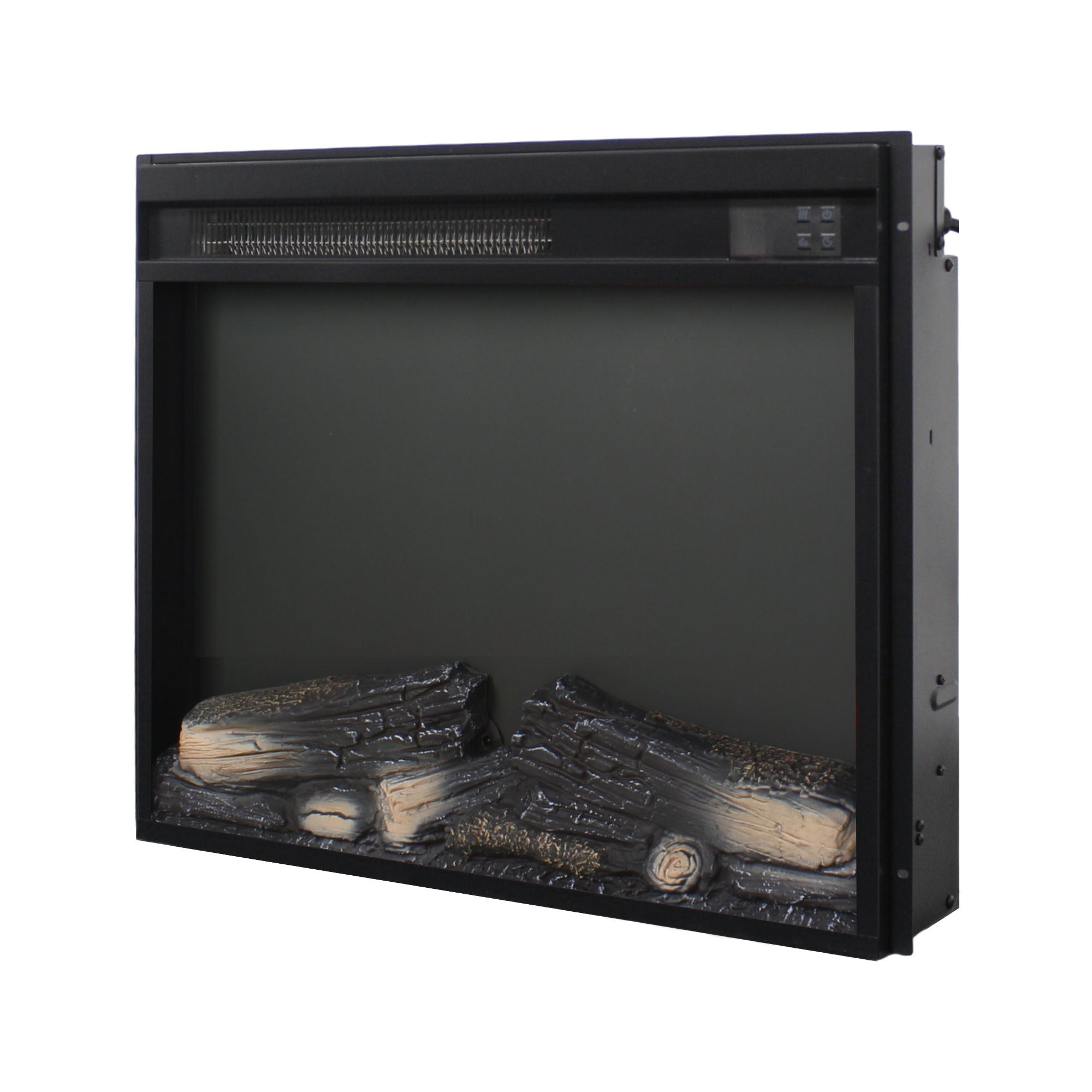 23 inch electric fireplace insert, ultra thin heater with log set & realistic flame, remote control with timer, overheating protection - Grand Goldman Shop