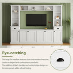 Minimalist Entertainment Wall Unit Set with Bridge for TVs Up to 75'', Ample Storage Space TV Stand with Adjustable Shelves, Modernist Large Media Console for Living Room, White - Grand Goldman Shop