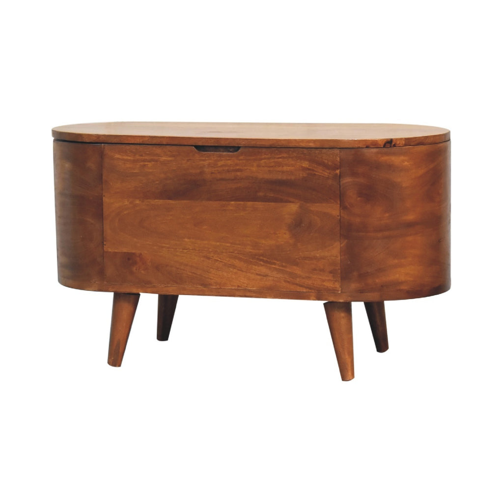 Solid Wood Chestnut Rounded Lid-Up Blanket Box, Storage Box - Grand Goldman Shop