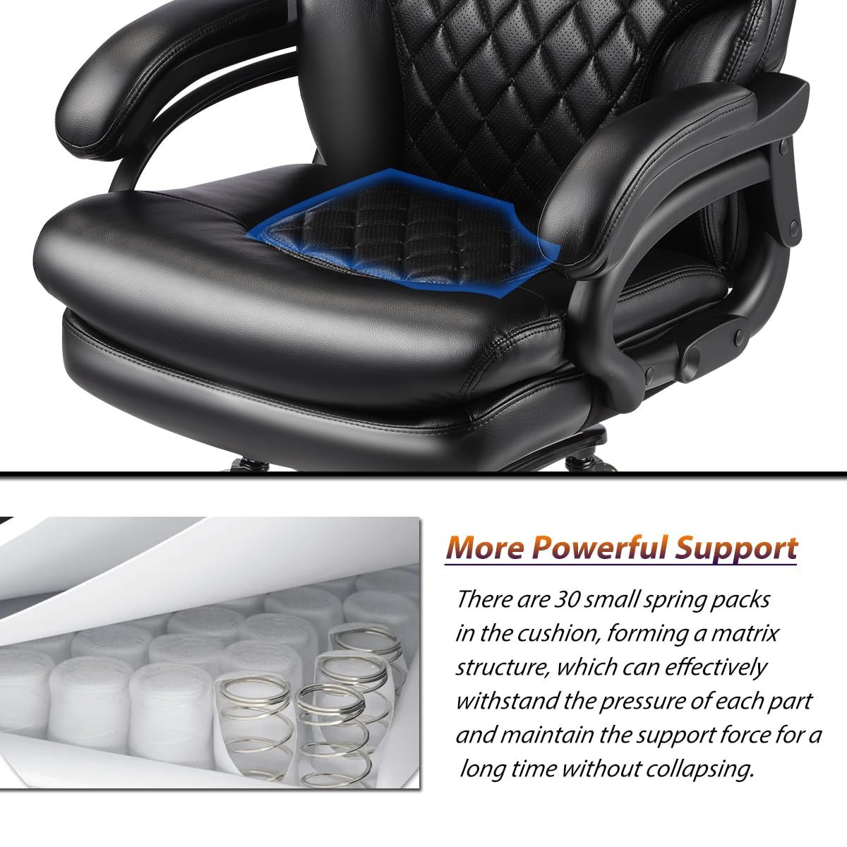 500lbs Big and Tall Office Chair for Heavy People Executive Office Chair with Wide Spring Seat Computer Desk Chair 360 Swivel