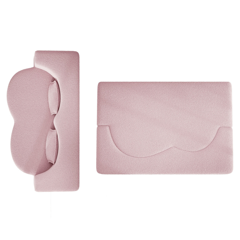 Modern Floor Sofa with 2 Pillows,Convertible Teddy Fabric Foam Filled Sleeper Sofa Bed,15 ' Full Size Folding Mattress for Living Room,Guest Bed,Playroom,No Assembly Required,Pink - Grand Goldman Shop