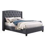 Belize 3-Piece Upholstered Bedroom Set, Tufted Wingback Bed with Two Gray Nightstands - Grand Goldman Shop