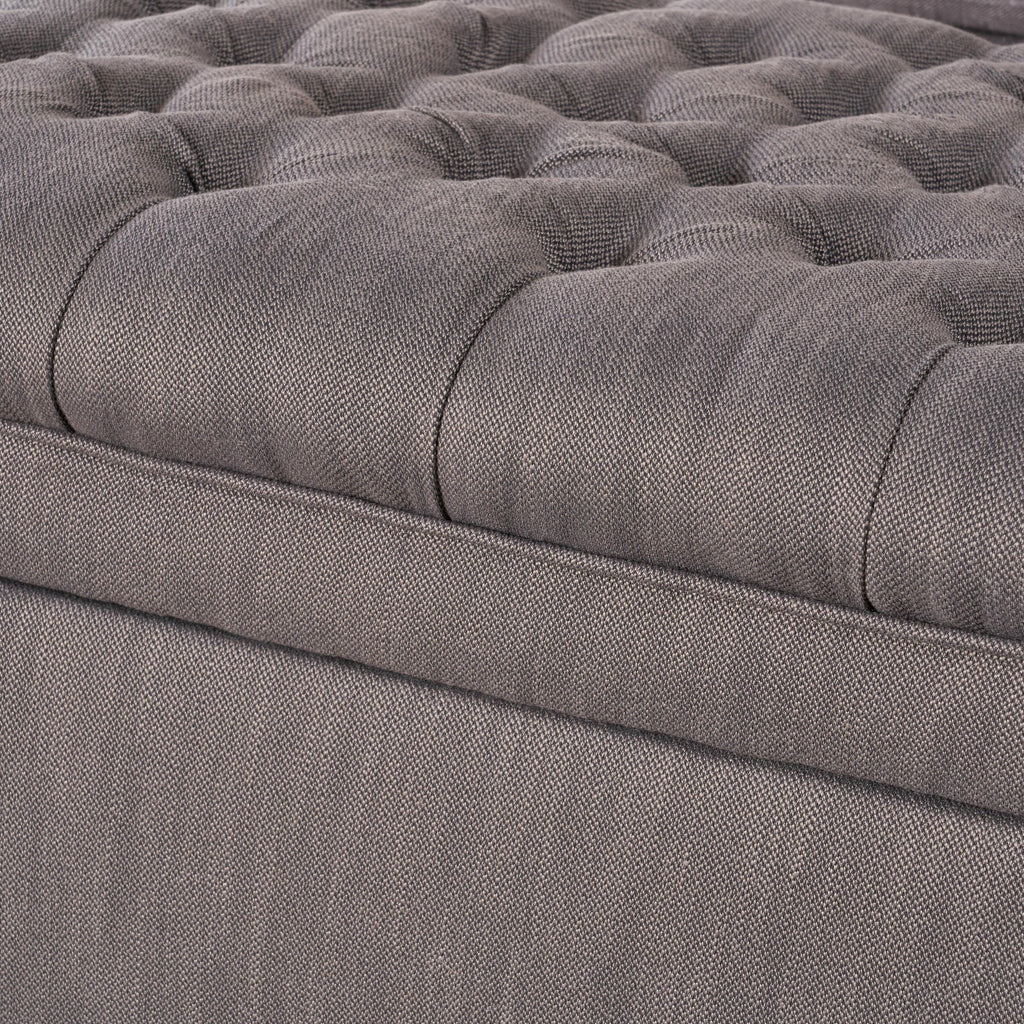 JULIANA Stylish Storage Ottoman with Extra Seating in Gray Fabric, 50x20.5x18.3 inches - Grand Goldman Shop
