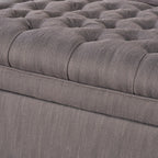 JULIANA Stylish Storage Ottoman with Extra Seating in Gray Fabric, 50x20.5x18.3 inches - Grand Goldman Shop