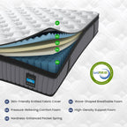 14 Inch Hybrid Mattress King – Memory Foam & Pocket Spring Bed – Cooling, Pressure Relief, Back & Hip Support - Grand Goldman Shop