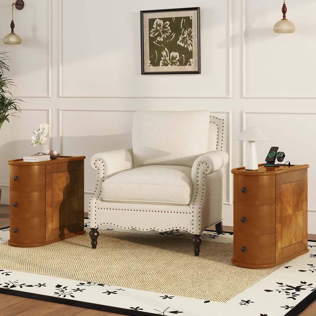 End Table with Charging Station, Sofa Side Table with Drawers, No Assembly Required, Expect Arrival Date (2025/5/27) - Grand Goldman Shop