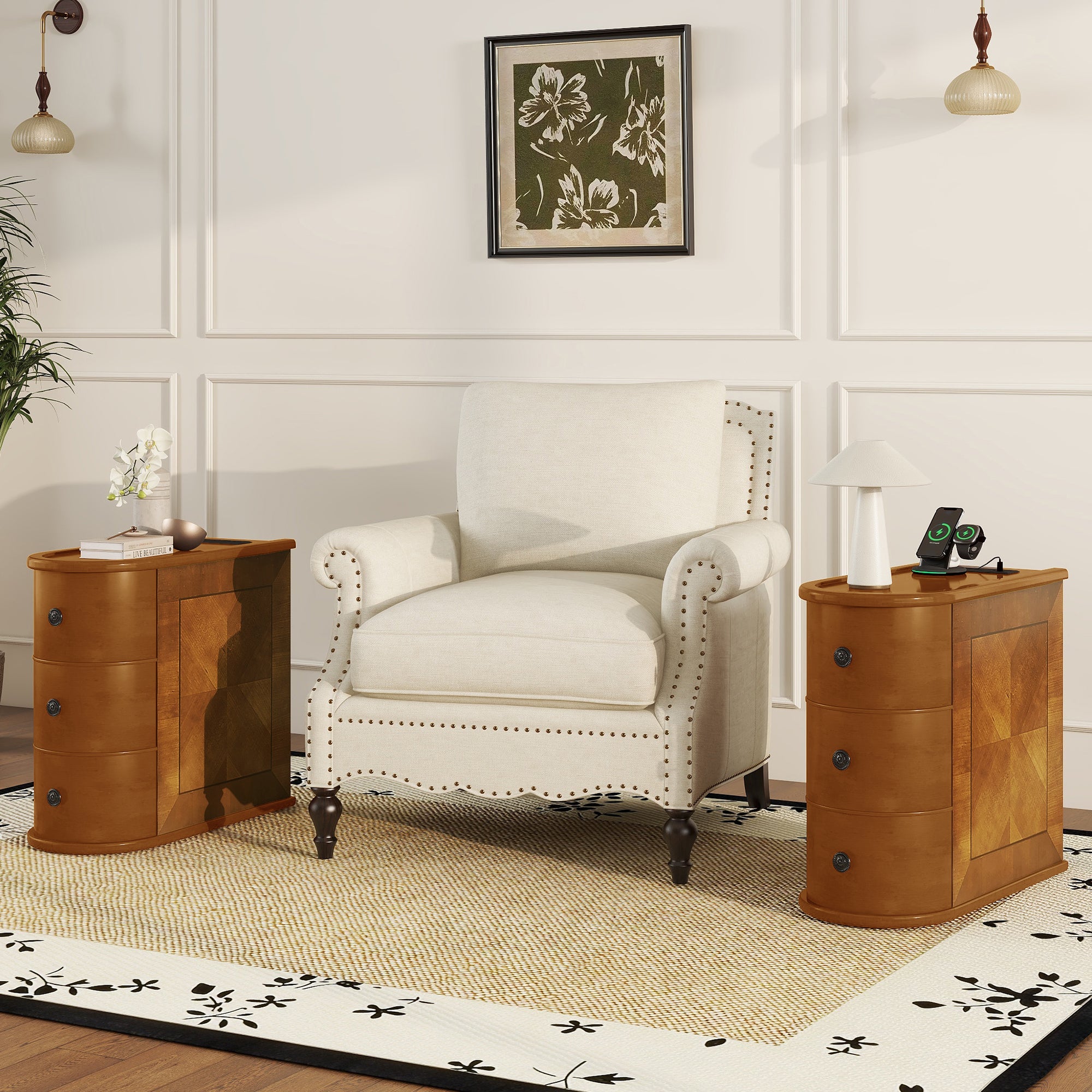 End Table with Charging Station, Sofa Side Table with Drawers, No Assembly Required, Expect Arrival Date (2025/5/27) - Grand Goldman Shop