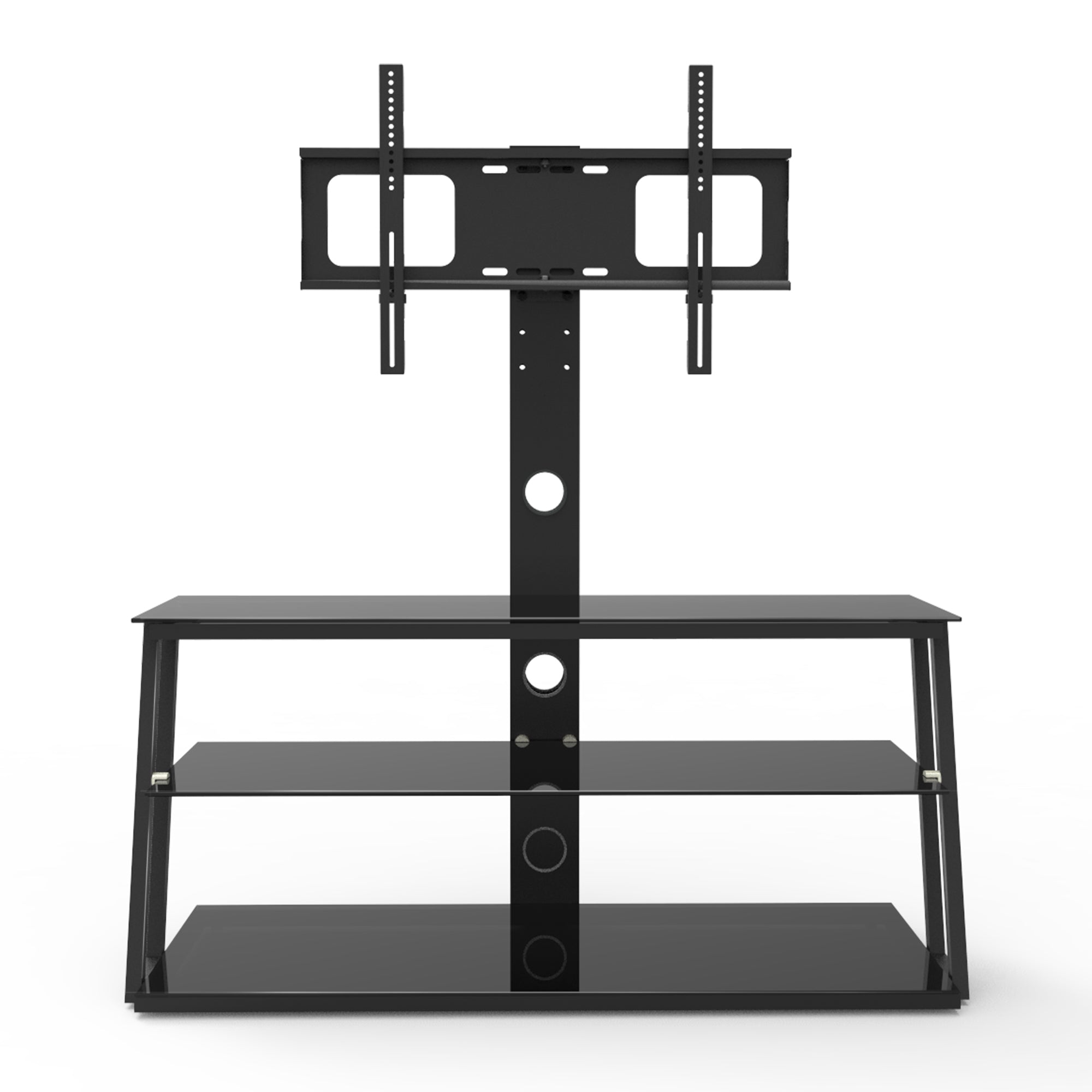 Multi-Function Adjustable TV Stand Black Tempered Glass - Grand Goldman Shop