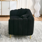 Modern Chenille Loveseat Sofa with Gold Metal Legs, Black Upholstery for Living Room and Bedroom - Grand Goldman Shop