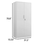 70-Inch Two-Door File Cabinet with Lock, 4 Adjustable Shelves, Heavy-Duty Steel, White Finish for Office Storage | Premium Ho
