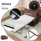 Orisfur Pull Out Sofa Bed Loveseat Sleeper with Twin Size Memory Mattress, USB Ports, Brown Linen, 57.9' - Grand Goldman Shop