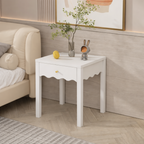 White Nightstand with Drawer, Modern Bedside Table with Wavy Apron Design, Compact End Table for Bedroom Living Room, Small Side Table with Storage - Grand Goldman Shop