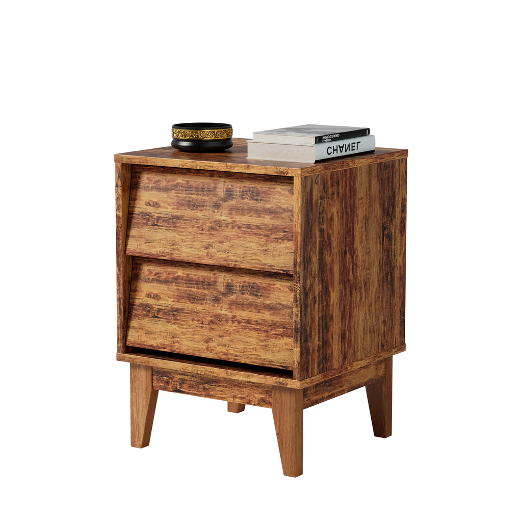 2 Set Nightstands Features Vintage-style and Bevel Design, Made of MDF, Mid Century Modern Nightstand, Night Stand for Bedroom - Grand Goldman Shop