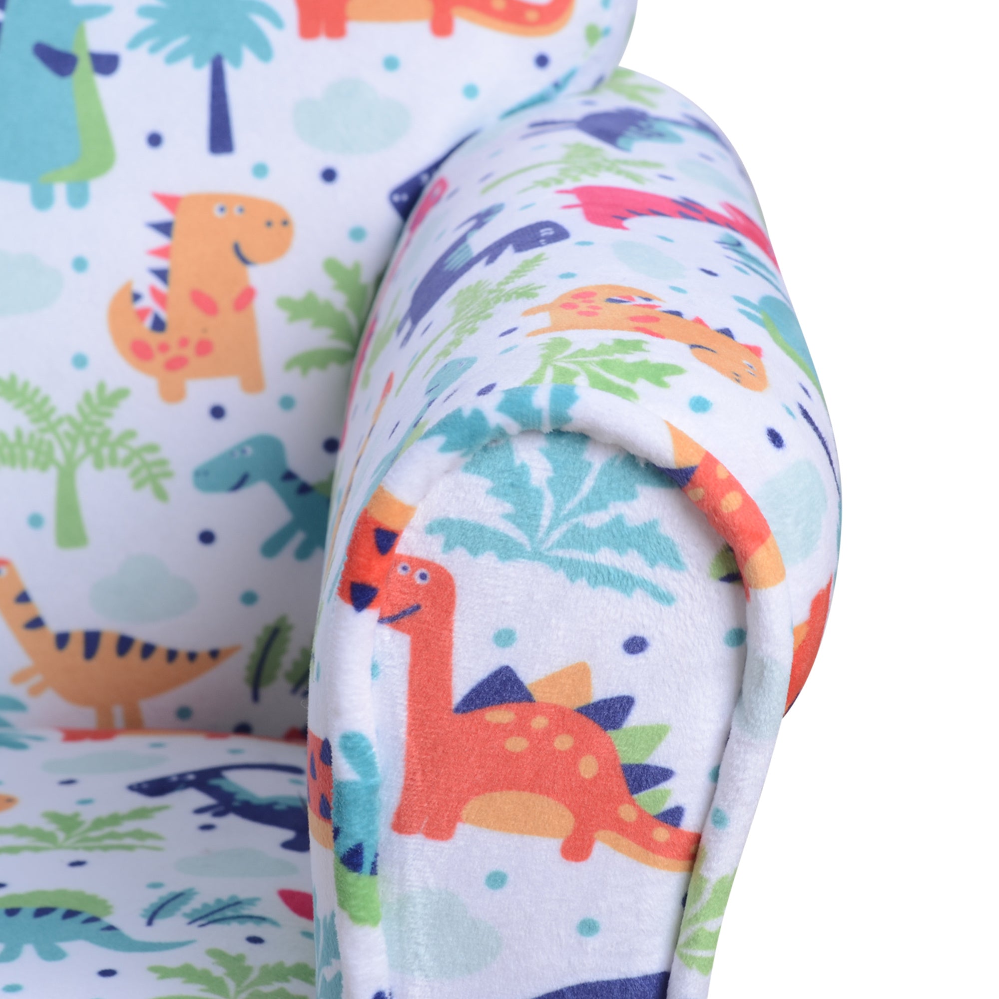 Qaba Kid's Sofa Chair with Dinosaur Design and Thick Padding, Flannel-Covered Toddler Armchair for Bedroom, Playroom - Grand 