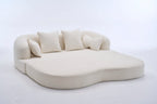 2-in-1 Foldable Sofa Bed,70 Inch Folding Boneless Couch Convertible Compressed Sleeper Sofabed, 4 Pillows for Living Room Apartment, Milk White - Grand Goldman Shop