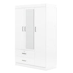3-Door Mirror Wardrobe with shelves, White - Grand Goldman Shop