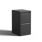 Black Steel 2 Drawer Vertical File Cabinet with Lock for A4 Legal/Letter Size | Premium Home Decor - Grand Goldman