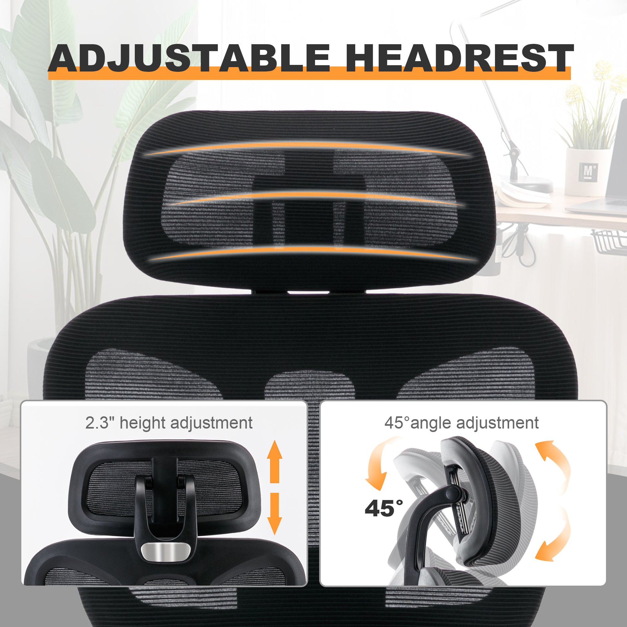 Ergonomic Office Chair with Footrest, High-back Computer Chair with Dynamic Lumbar Support, 2D Headrest & 4D Armrests, Sponge