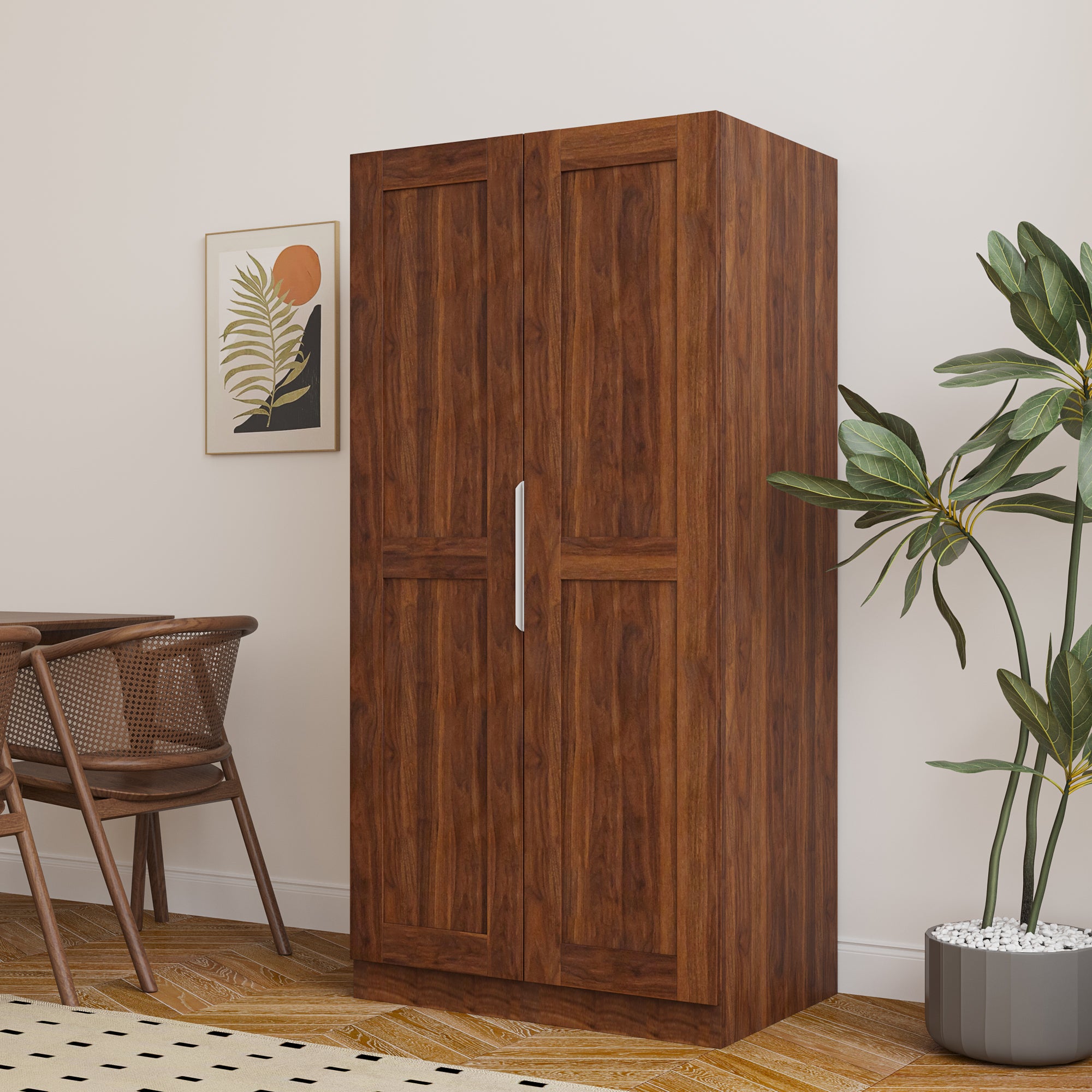 62.99in Kitchen Pantry Cabinet, Walnut  Freestanding Buffet Cupboards Sideboard with Doors &  Shelves, Kitchen Pantry Storage Cabinet for Kitchen, Living Room and Dinning Room - Grand Goldman Shop