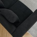 Streamline Modern 81 Inch Oversized 3 Seater Sectional Sofa in Black Teddy Fabric with 3 Lumbar Pillows, Deep Seating Comfort for Living Room Bedroom Office - Grand Goldman Shop