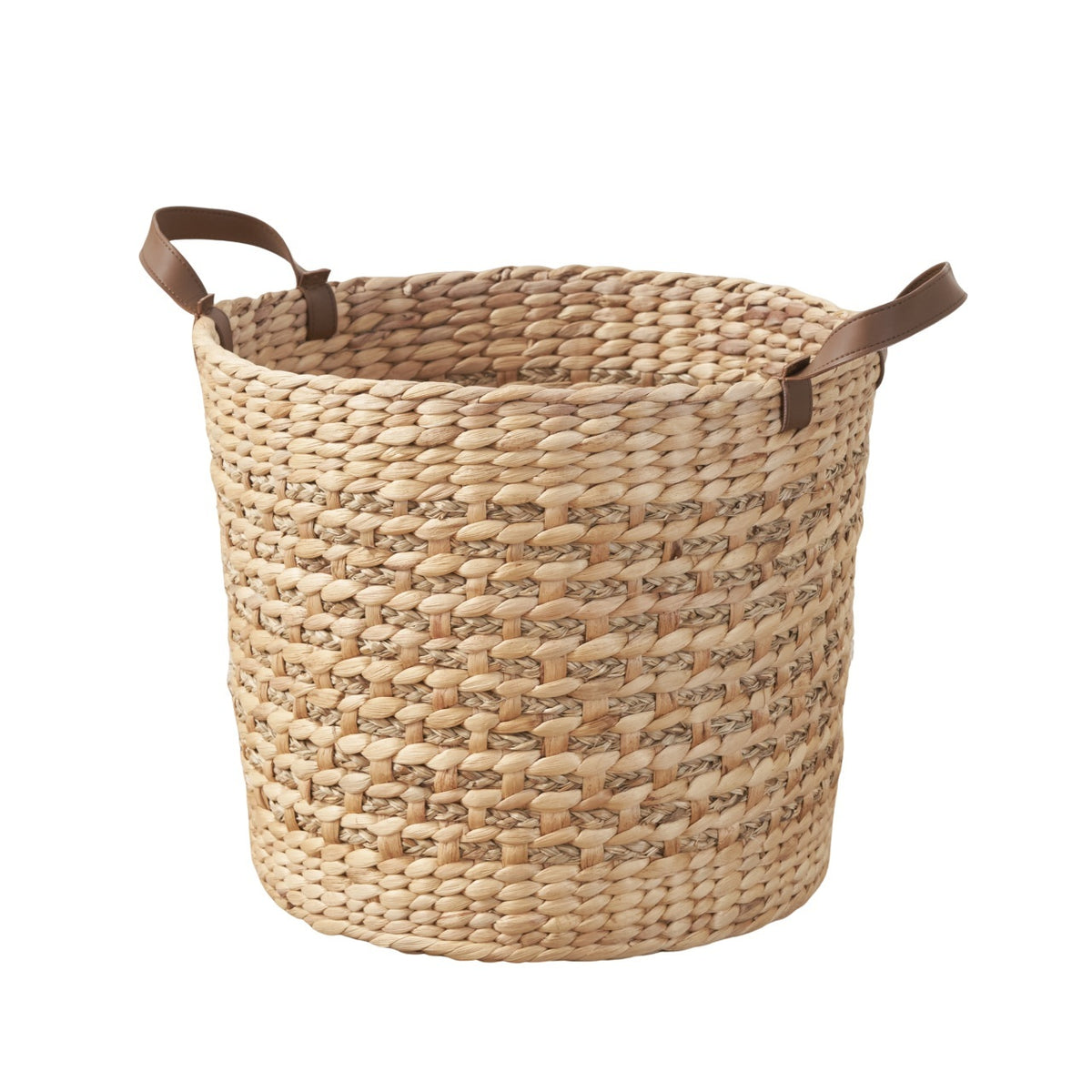 Isidore Water Hyacinth Woven Round Multi Use Storage Basket - 15.7' x 15.7' x 11.8' - Natural Brown - Grand Goldman Shop