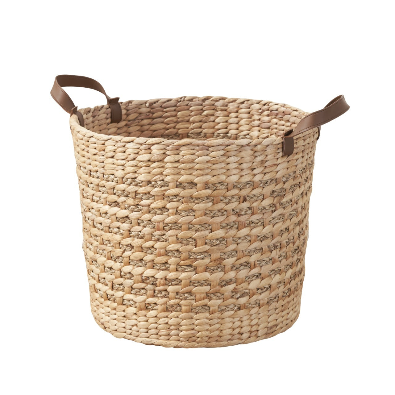 Isidore Water Hyacinth Woven Round Multi Use Storage Basket - 15.7' x 15.7' x 11.8' - Natural Brown - Grand Goldman Shop
