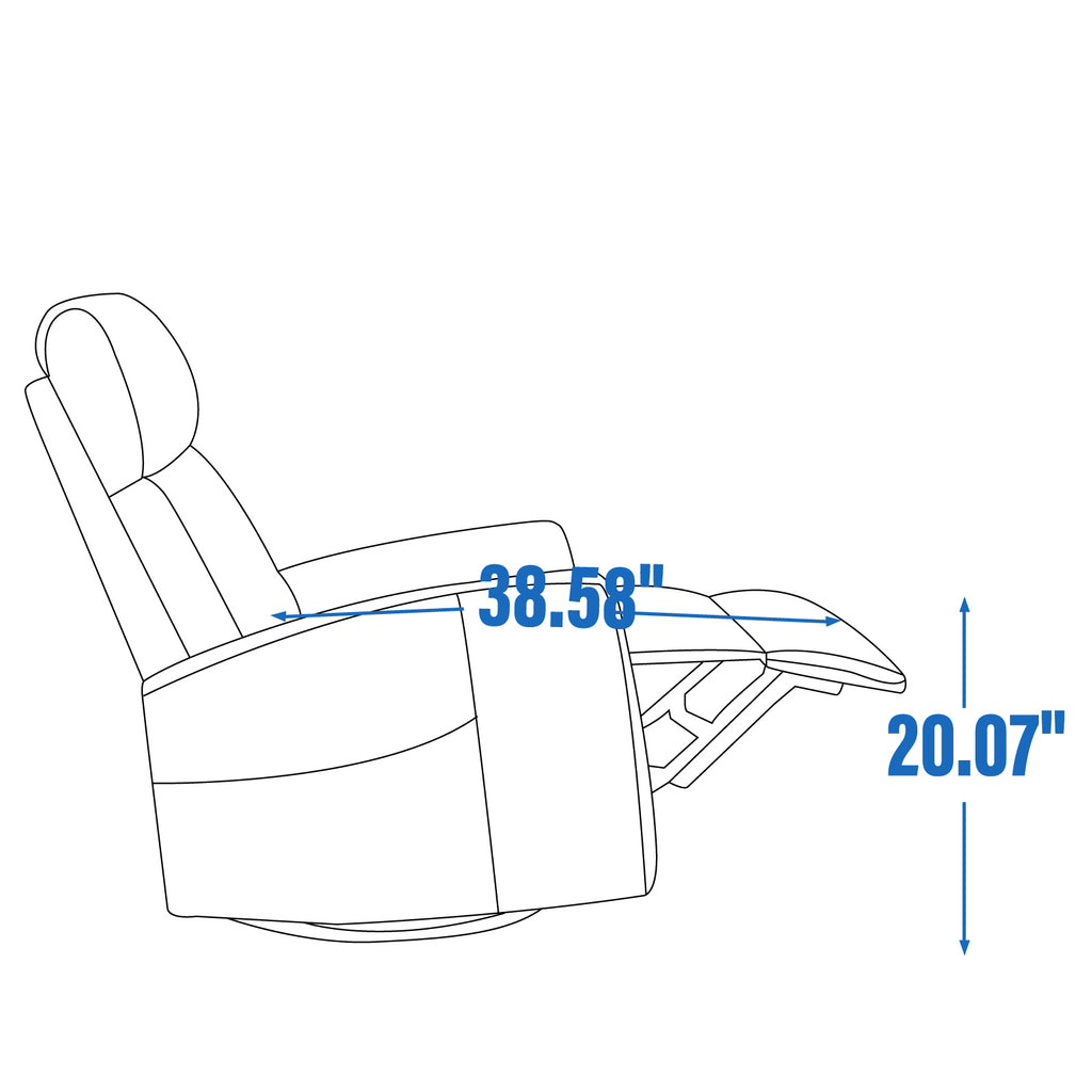 Heat Massage Manual Recliner Chair with Rocker and Swivel in Fabric for Living Room, Grey - Grand Goldman Shop