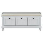 TREXM Classic Shoe Bench with Cushion and Three Drawers, Fluted Entryway Bench with Storage for Living Room, Entryway, and Hallways (Light Gray, OLD SKU: N715P207812E ) - Grand Goldman Shop