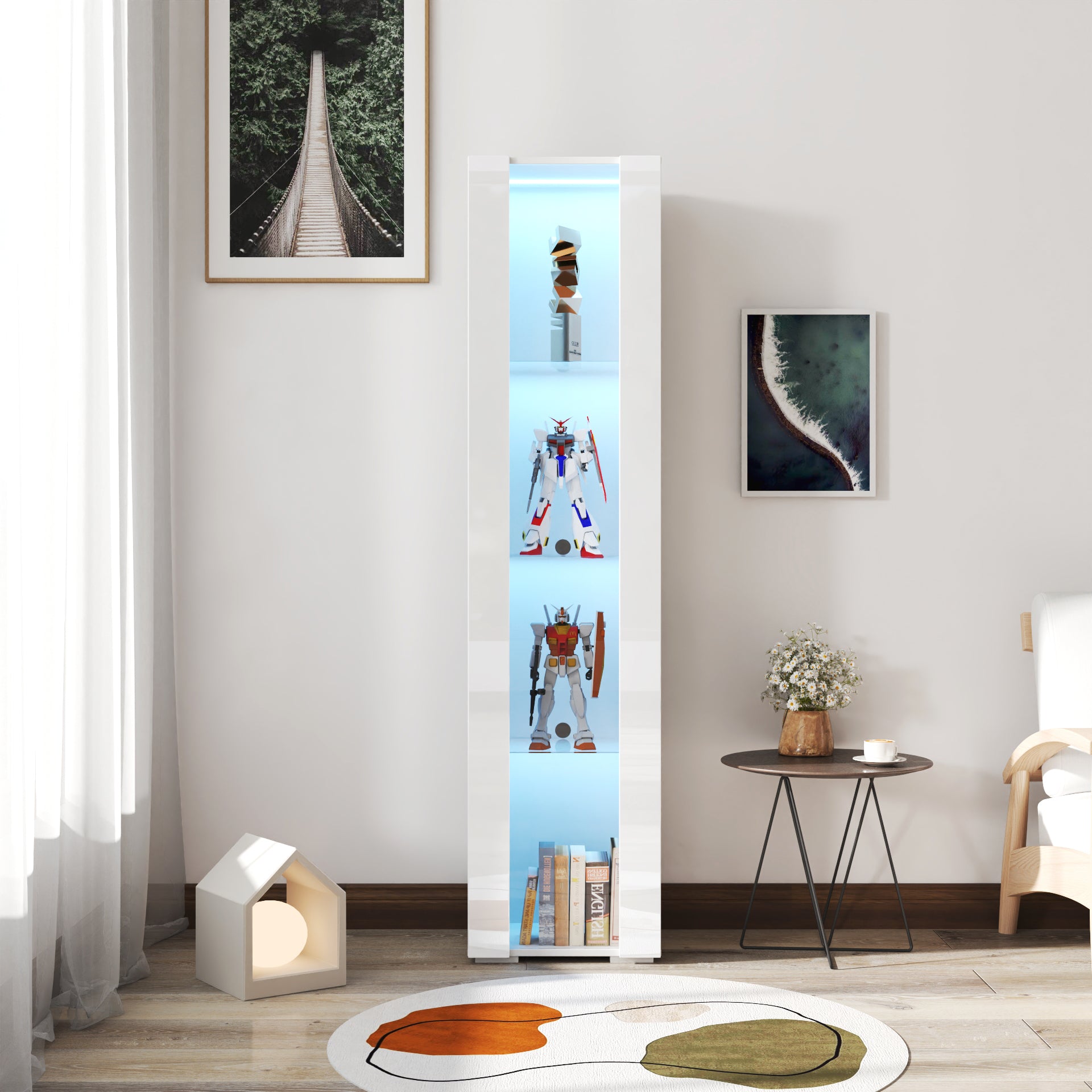 Side cabinet with aluminum strip lamp, - Grand Goldman Shop