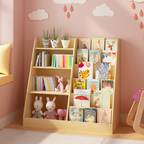Kids Bookshelf and Toy Storage Organizer, Multifunctional 4 Tier Wooden Kids Book Shelf with  Bookcase Display Stand in Kids 
