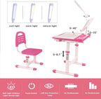 Desk for Kids Desk and Chair Set Kids Art Desk Drafting Table Desk Set with Adjustable Height, 40-Degree Tiltable Children De