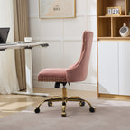 A&A Furniture Office Chair,Modern Velvet Upholstered Tufted Button Home Office Chair with Golden Metal Base,Adjustable Desk C