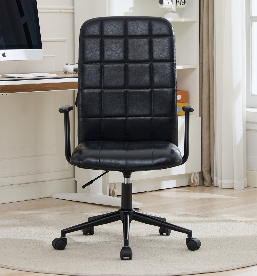 Antique black PU leather color office chair 2SETS, with armrest, high backrest,360 degree swivel , up and down adjustable gas