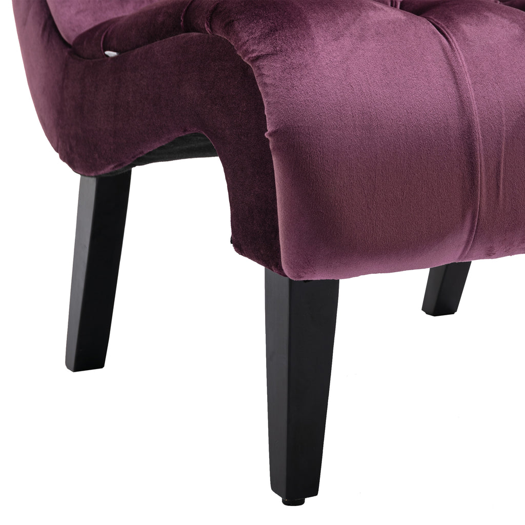 COOLMORE Modern Velvet Armless Accent Living Room Chair / Leisure Chair,Upholstered Fabric Button Comfortable Chair with Wooden Legs for Bedroom, Living Room, Office (Purple Velvet) - Grand Goldman Shop