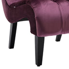 COOLMORE Modern Velvet Armless Accent Living Room Chair / Leisure Chair,Upholstered Fabric Button Comfortable Chair with Wooden Legs for Bedroom, Living Room, Office (Purple Velvet) - Grand Goldman Shop