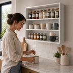 Chinle Wall Cabinet in Melamine with Open Storage, White - Grand Goldman Shop
