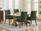 Upholstered Chenille Fabric Accent Dining Chair, Curved Solid Wood Legs, Elegant Tufted Club Dining Room Kitchen Room Arm Dining Chair, Single Pack,Olive Green,SW1895OL - Grand Goldman Shop