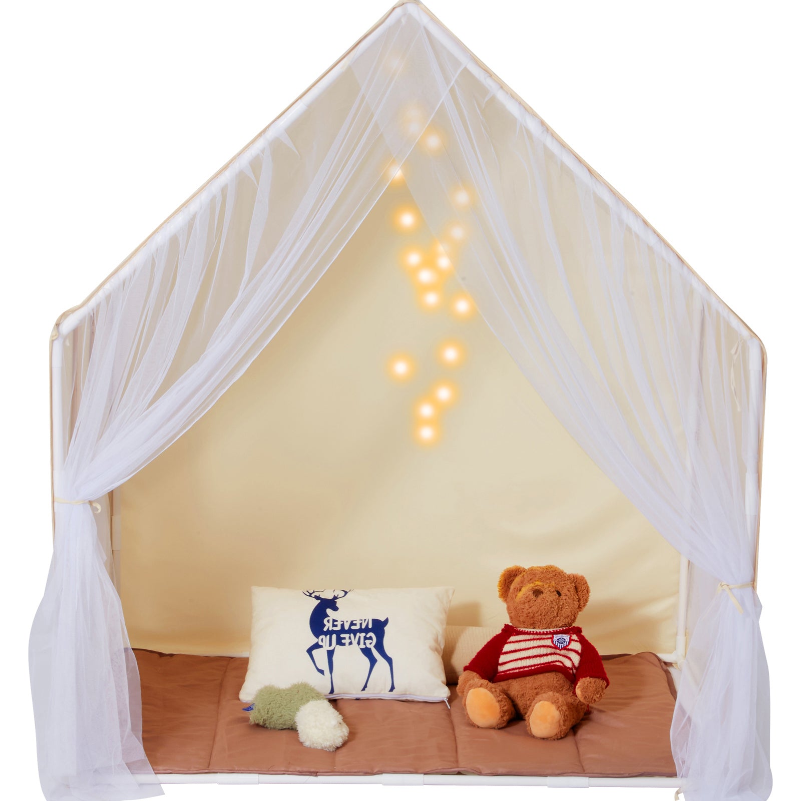 Kids Play Tent, Kids Tent for Kids 1-5 Years Old, Toddler Tent with Mat and Tent Lamp, Tent for Kids with Windows for Indoor 