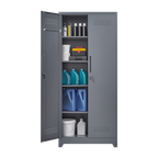 Gray And White Color Metal Lockers, Cleaning Tool Cabinets With Locking Doors, High Broom Tool Storage Cabinets, Adjustable S