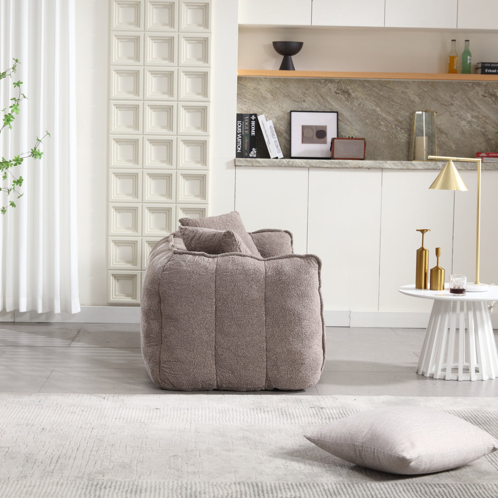 Cozy Beanbag Chair with High Resilience Foam Core for Two  -Brown Chenille, 66x35x25 inches - Grand Goldman Shop