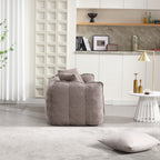 Cozy Beanbag Chair with High Resilience Foam Core for Two  -Brown Chenille, 66x35x25 inches - Grand Goldman Shop