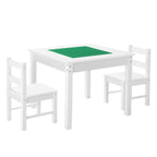 Kids Activity Table and 2 Chairs Set, Building Blocks Double-Sided Tabletop, Toddler Table and Chair Set with Storage for Kid