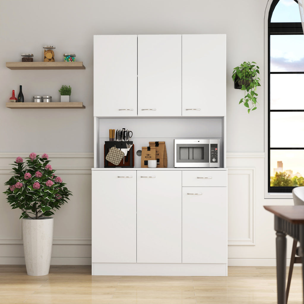 70.87' Tall Wardrobe& Kitchen Cabinet, with 6-Doors, 1-Open Shelves and 1-Drawer for bedroom,White - Grand Goldman Shop