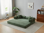 78.8' Compression Sofa,Convertible Floor Sofa Bed-with Pillow Back Support Armrest,Comfy Futon Couch Sleeper Bed,Loveseats Boneless Modular Sectional Sofa,Corduroy fabric,for Living Room,Bedroom,Green - Grand Goldman Shop