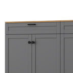 ON-TREND 3-Piece Farmhouse Entertainment Center with Storage Cabinet for TVs Up to 70', Mid-Century TV Stand with Bookshelf, Rustic Versatile Sideboard with Adjustable Shelves for Living Room, Grey - Grand Goldman Shop