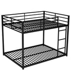 Full Over Full Metal Bunk Bed with Ladder, Black Steel Frame, 77.1''L x 55.9''W x 53.7''H - Grand Goldman Shop