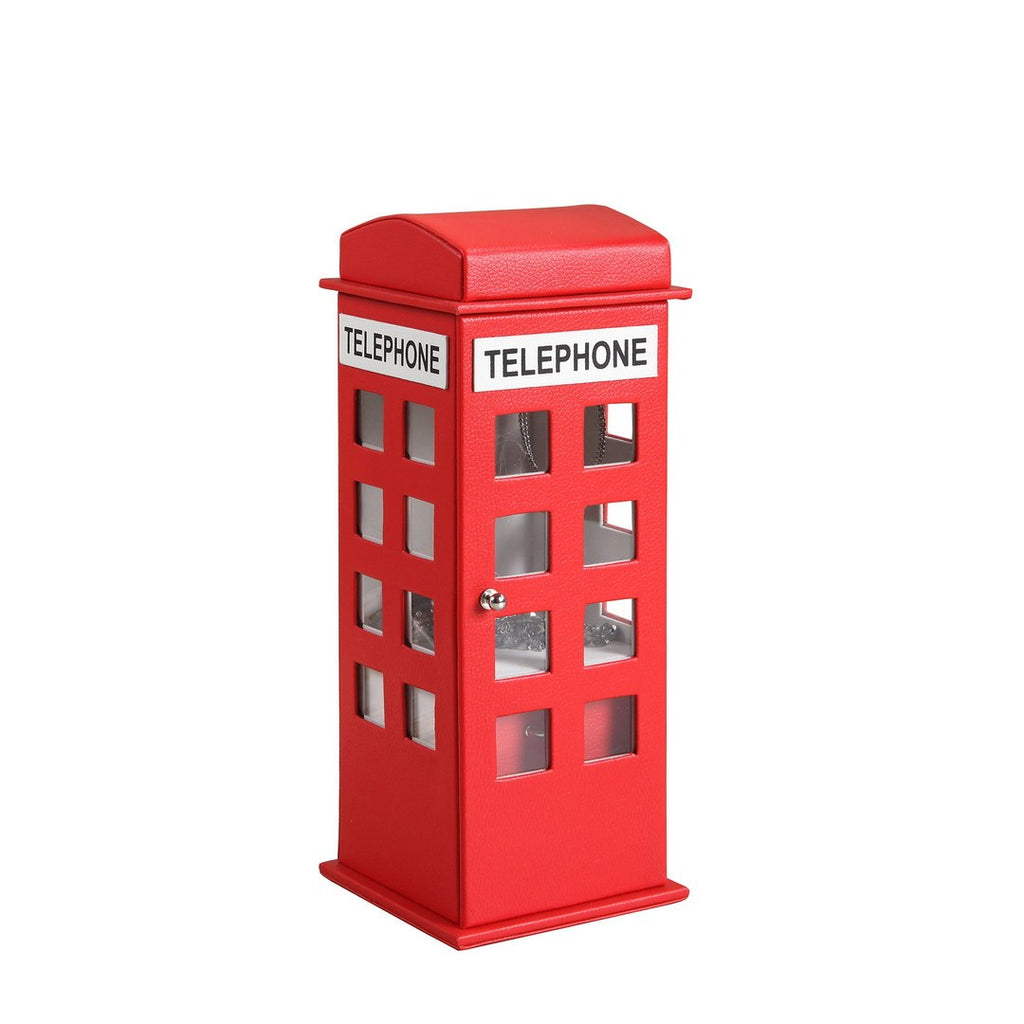 11.5' Tall Leather Jewelry Box, British Telephone Design, Red - Grand Goldman Shop