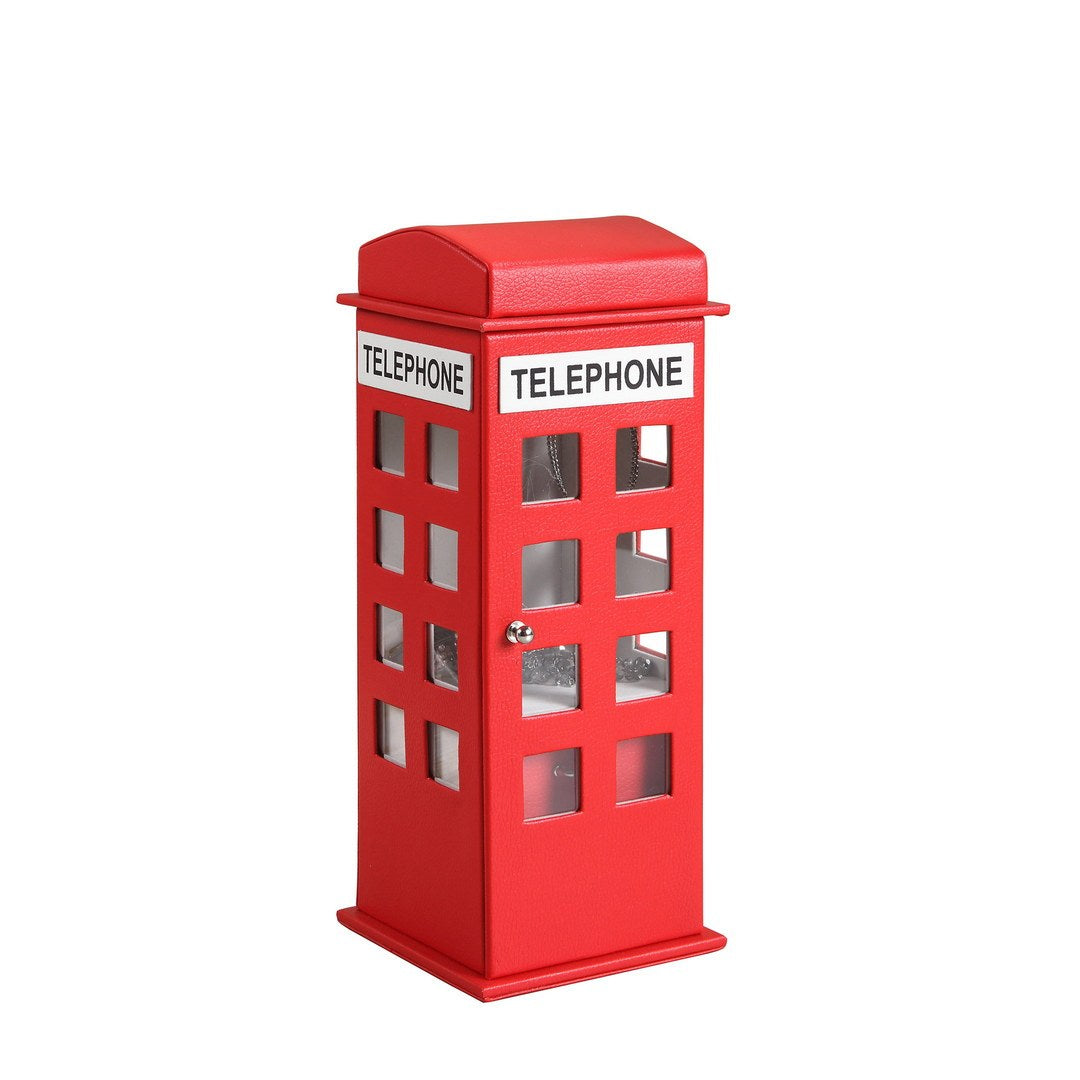 11.5' Tall Leather Jewelry Box, British Telephone Design, Red - Grand Goldman Shop