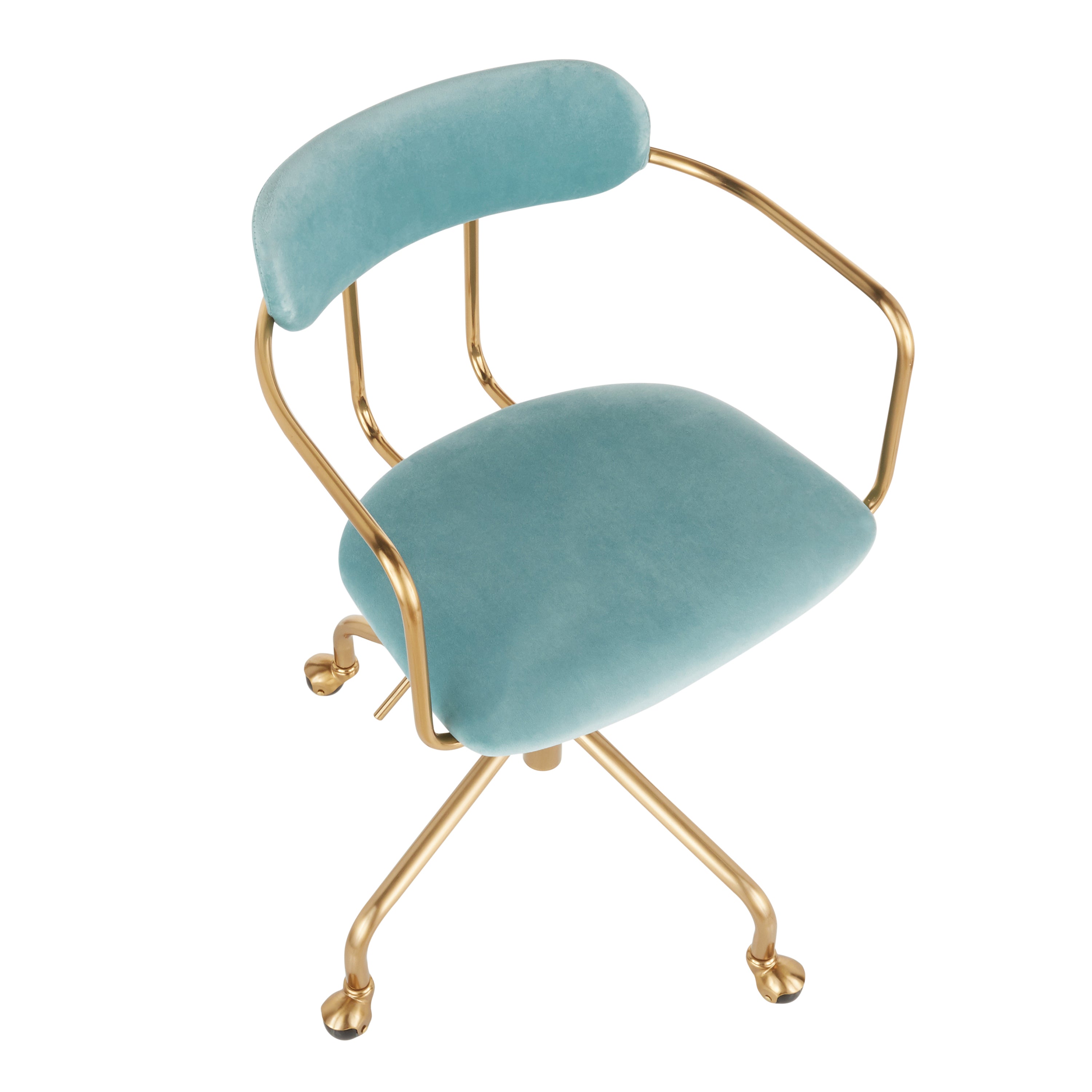 Contemporary Office Chair in Gold Metal and Light Blue Velvet | Premium Home Decor - Grand Goldman